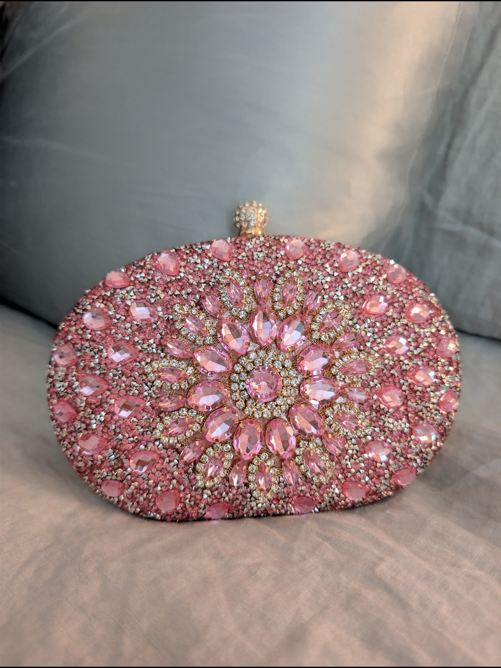 RAMLA Pink Crystal Rhinestone Embellished Frame Clutch & Crossbody Bag NWT